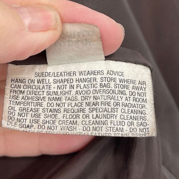 Politix Brown Collared Open Bottom Long Sleeve Zip Up Leather Jacket Size 4 - Picture 7 of 10